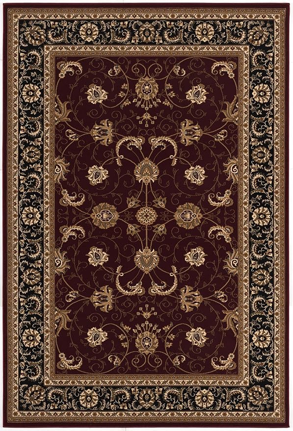 Intricate floral patterned rug with ornate border