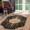 Elegant floral-pattern rug in stylish living room.