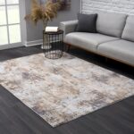 Modern living room with contemporary abstract rug