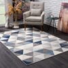 Modern geometric rug in stylish living room decor.