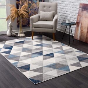 Modern geometric rug in stylish living room decor.