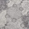 Gray floral patterned rug texture closeup