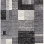 Abstract black and gray geometric area rug design