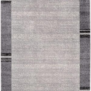 Modern gray area rug with geometric pattern