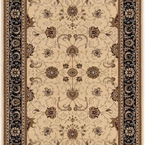 Elegant floral-patterned area rug with intricate borders.
