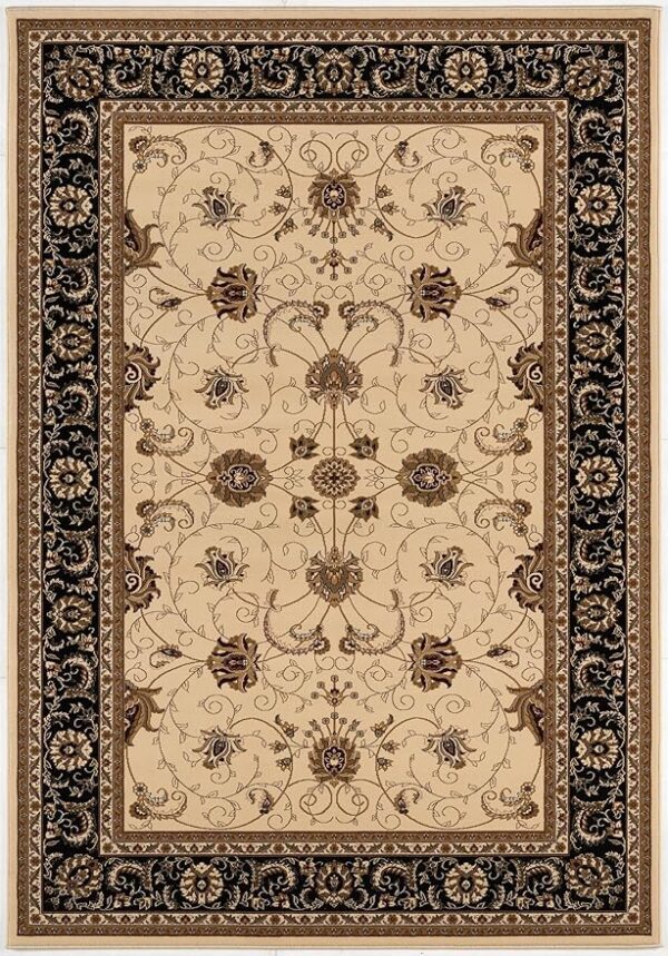 Elegant floral-patterned area rug with intricate borders.