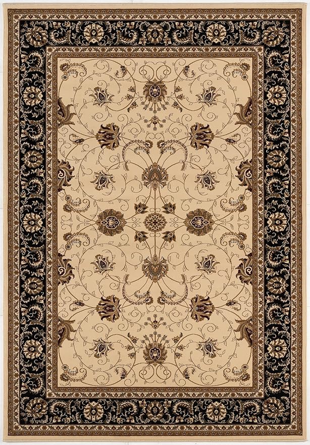 Elegant floral-patterned area rug with intricate borders.