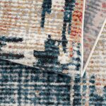 Close-up of textured multicolored woven rug.