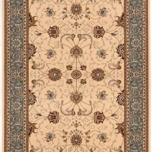 Traditional floral rug with intricate patterns and borders.