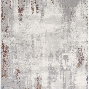 Abstract gray area rug with textured design