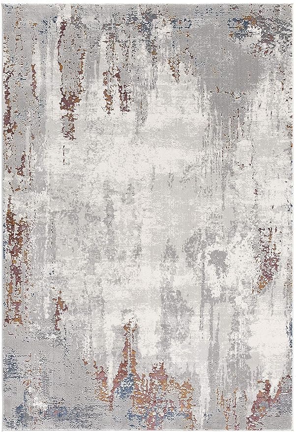 Abstract gray area rug with textured design