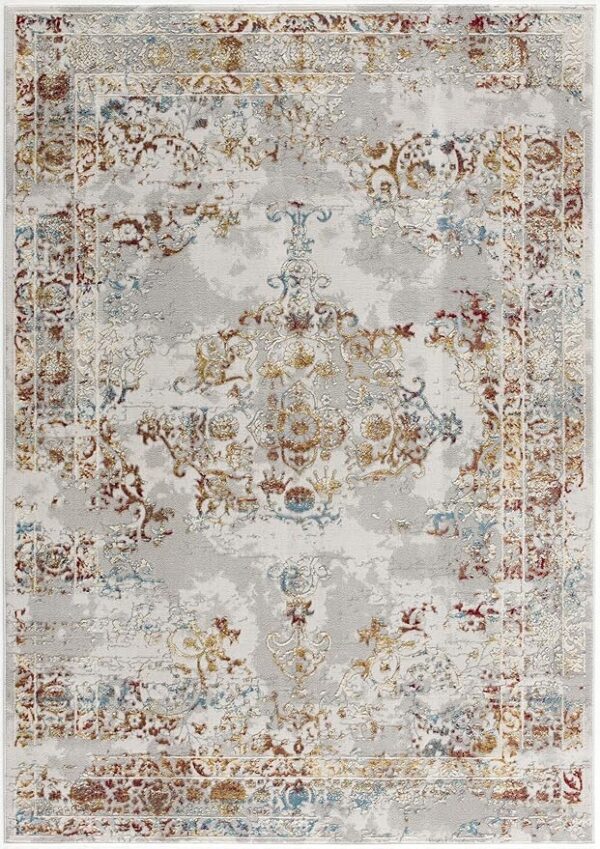 Ornate vintage rug with floral patterns