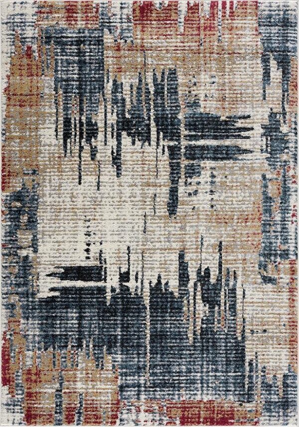 Abstract patterned rug in earthy tones