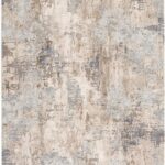 Abstract pattern beige and blue area rug.