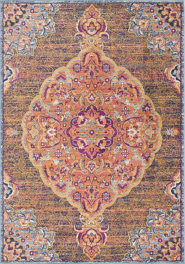 Colorful vintage Persian-style decorative rug.