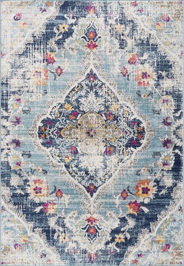 Ornate vintage-style floral area rug design