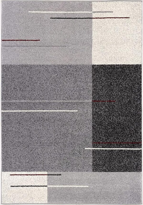 Abstract gray geometric patterned area rug