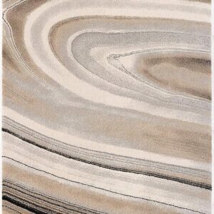 Abstract beige and gray swirled patterned rug