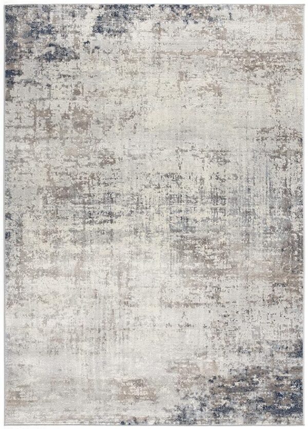 Abstract pattern area rug in neutral colors.