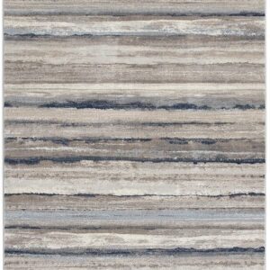 Abstract textured area rug in neutral tones.