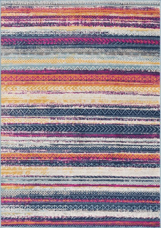 Colorful geometric patterned area rug