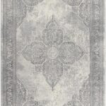 Gray ornate floral pattern area rug