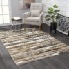 Modern living room with striped area rug
