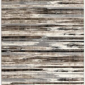Abstract striped brown and gray area rug