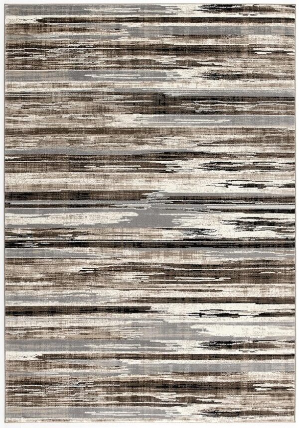 Abstract striped brown and gray area rug