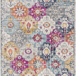 Colorful floral pattern area rug