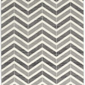 Gray and white chevron pattern rug