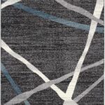 Abstract geometric rug with intersecting lines design.