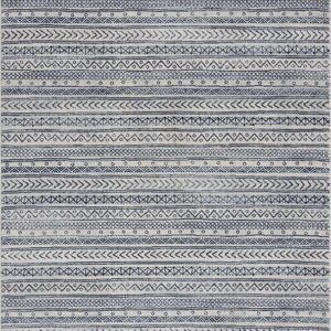 Gray and white tribal pattern rug