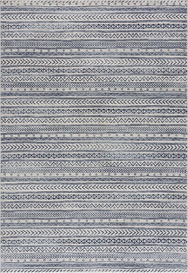 Gray and white tribal pattern rug