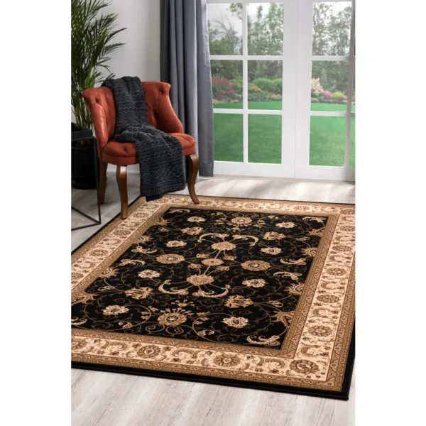 sunshine,koshani,jaipur 2117 black,area rug,runner,traditional,floral