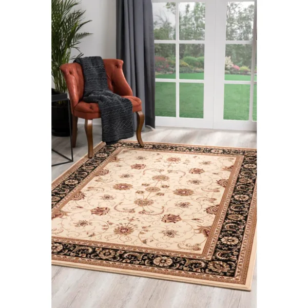 sunshine,koshani,jaipur 2117 cream black,area rug,runner,traditional,floral