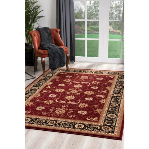 sunshine,koshani,jaipur 2117 red black,area rug,runner,traditional,floral