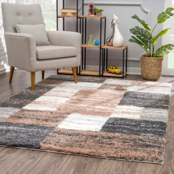 sunshine,koshani,puffy 8849 beige,area rug,geometric,shag