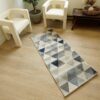 Geometric patterned rug in modern living room