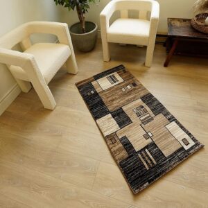 Modern rug and chairs on wooden floor