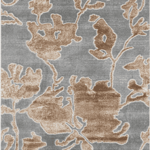 Gray and brown floral pattern rug.