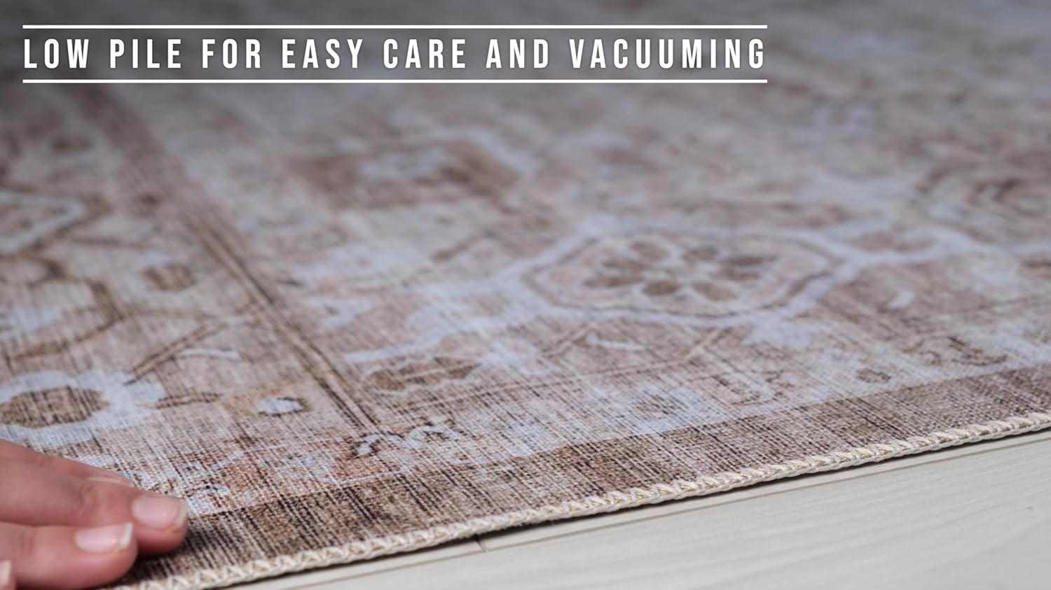 Low pile rug for easy cleaning.