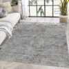 Modern gray rug in stylish living room