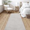 Cozy bedroom with elegant gray rug