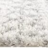 Close-up of fluffy white shag rug texture.
