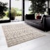 Modern living room with a stylish area rug