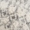 Close-up of a fluffy textured grey and white carpet.