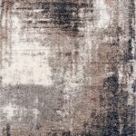 Abstract textured area rug in neutral colors.