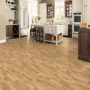 Modern kitchen with wooden flooring