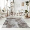 Modern living room with gray area rug